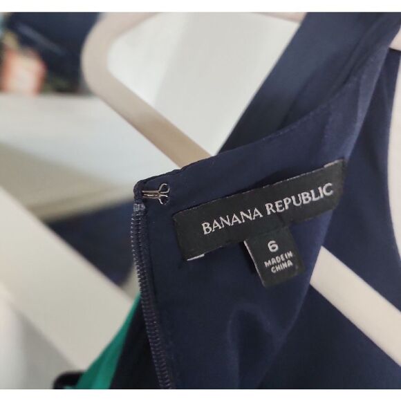 Banana Republic Navy and Green Midi Dress Size 6 - Picture 5 of 5